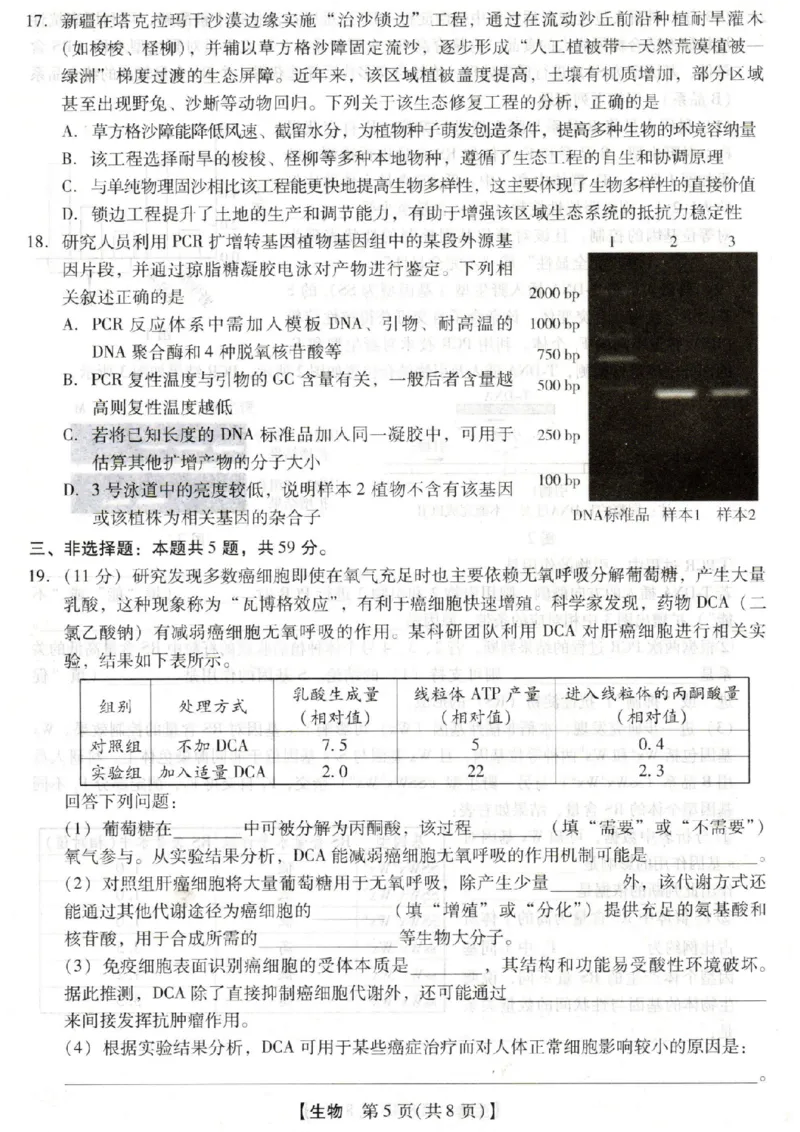 河北省琢名小渔名校联考2026届高三年级开学调研检测生物_2024-2026高三（6-6月题库）_2026年03月高三试卷_260310河北省琢名小渔名校联考2026届高三年级开学调研检测（全科）
