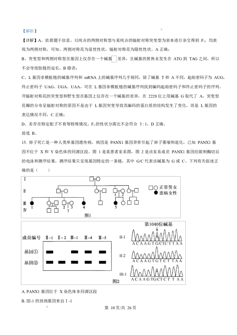 精品解析：黑龙江省实验中学2026届下学期高三联合模拟考试生物试题（解析版）_2024-2026高三（6-6月题库）_2026年03月高三试卷_黑龙江省实验中学2026届高三学年3月联合模拟考试生物试题