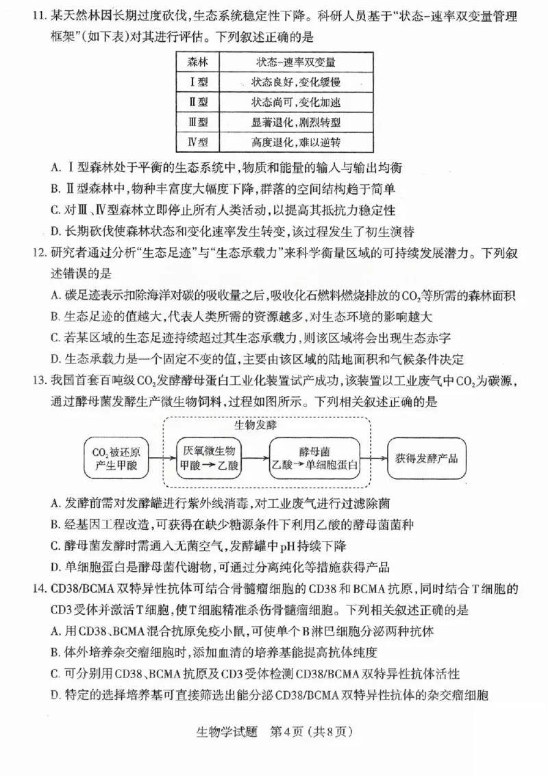 生物试题卷-2026太原高考一模生物卷_2024-2026高三（6-6月题库）_2026年03月高三试卷_260328山西省太原市2026届高三年级模拟考试（一）（全科）_2026太原高考一模生物