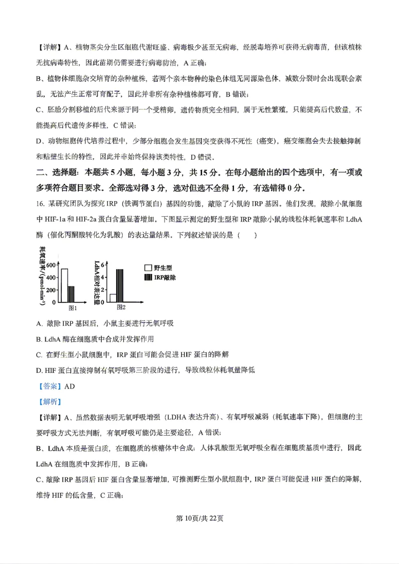 生物2026届辽宁省实验中学高三下学期4月高考模拟考试_2024-2026高三（6-6月题库）_2026年04月高三试卷_2604292026届辽宁省实验中学高三下学期4月高考模拟（全科）
