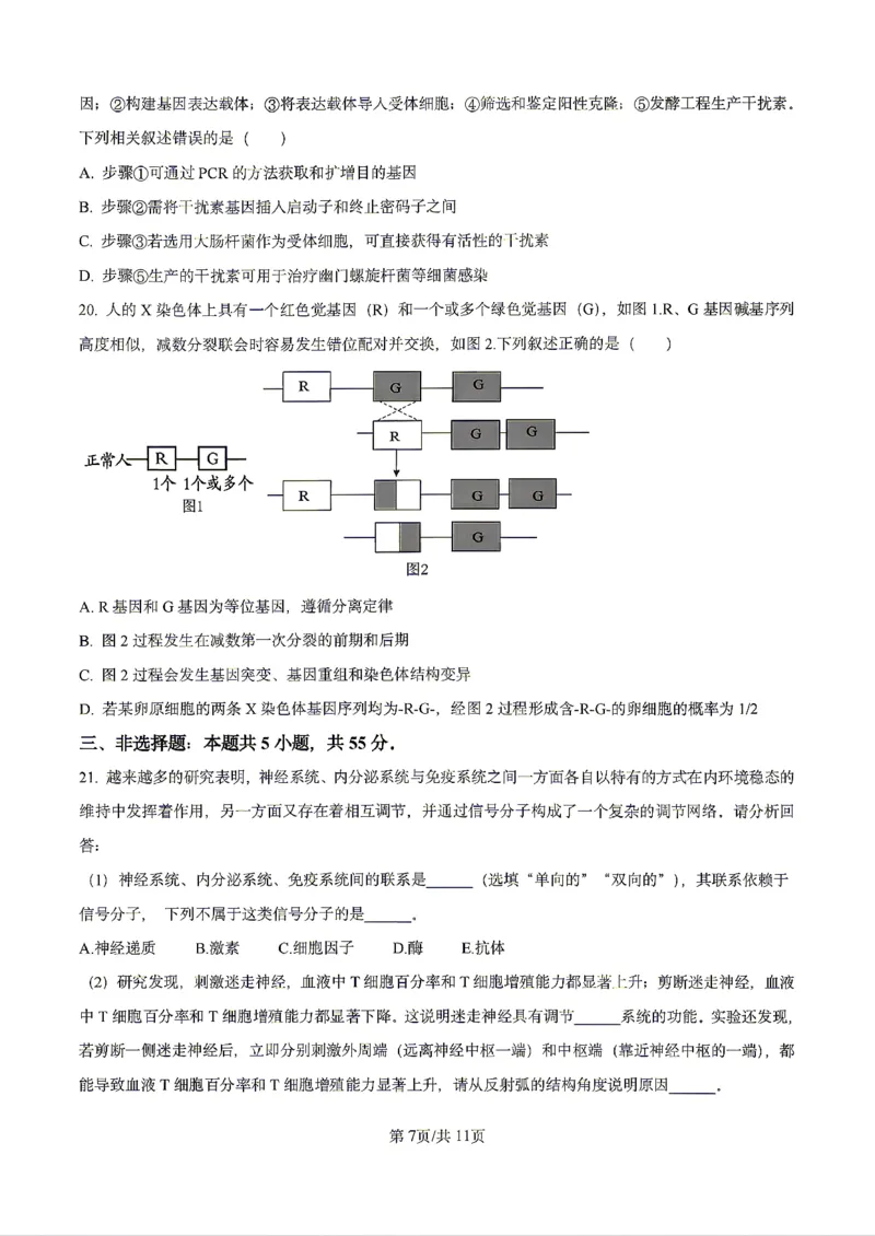 生物2026届辽宁省实验中学高三下学期4月高考模拟考试_2024-2026高三（6-6月题库）_2026年04月高三试卷_2604292026届辽宁省实验中学高三下学期4月高考模拟（全科）