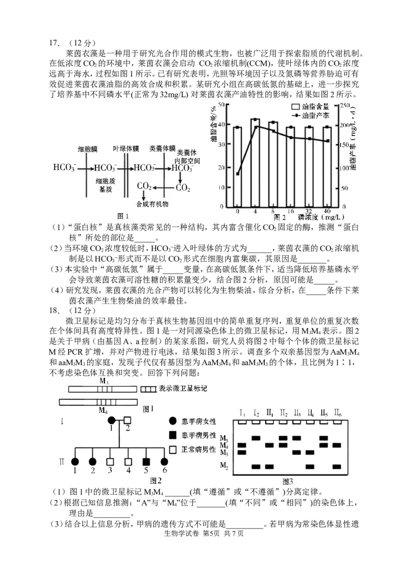 生物试卷_2024-2026高三（6-6月题库）_2026年04月高三试卷_260401湖南省常德市2026届高三年级3月模拟（全科）_湖南省常德市2026届高三年级3月模拟生物试卷