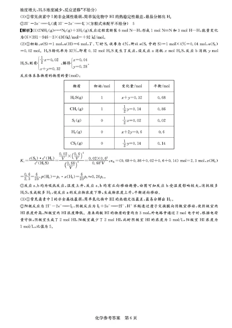 湖南长郡二十校联盟2026届高三下学期考前自测化学答案_2024-2026高三（6-6月题库）_2026年04月高三试卷_260411湖南新高考教研联盟暨长郡二十校联盟2026届高三第二次联考（全科）