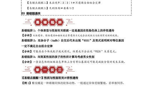 易错点07遗传规律常见错误（原卷版）_新高考复习资料_2024年新高考复习资料_❤专项复习资料_完备战2024年高考生物考试易错题（新高考专用）
