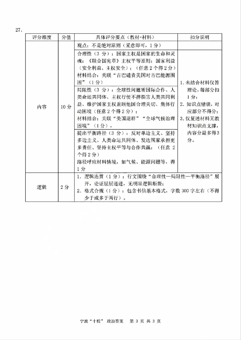 政治答案_2024-2026高三（6-6月题库）_2026年03月高三试卷_260321浙江省宁波十校2026届高三3月联考（全科）_2026届浙江宁波十校高三下学期二模政治试题+答案