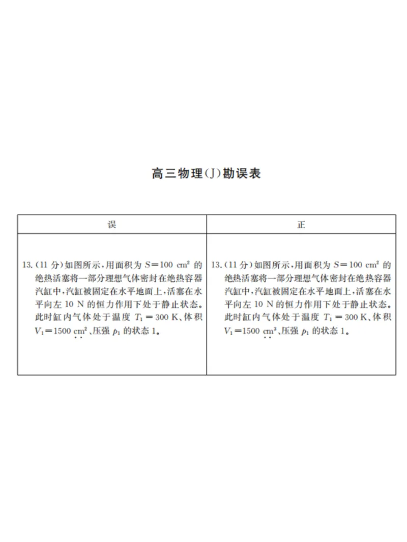 物理勘误表_2024-2026高三（6-6月题库）_2026年03月高三试卷_260314湖南省九校联盟2026届高三第二次联考（暨怀化市一模）（全科）