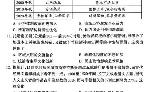 吕梁市2025-2026学年高三第二次模拟调研测试历史_2024-2026高三（6-6月题库）_2026年04月高三试卷_260405山西省吕梁市2025-2026学年高三第二次模拟调研测试（全科）