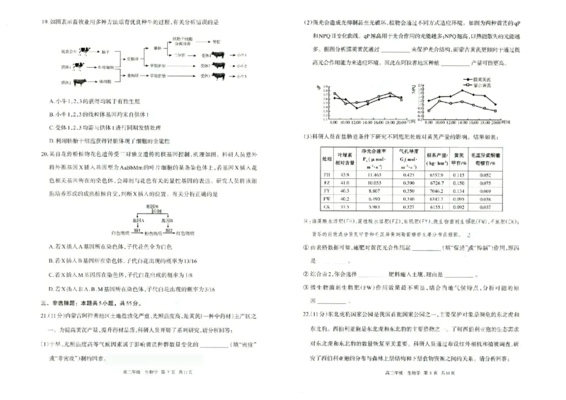 生物试题卷_2024-2026高三（6-6月题库）_2026年04月高三试卷_260427内蒙古呼和浩特市2026届高三年级第二次质量数据监测（全科）