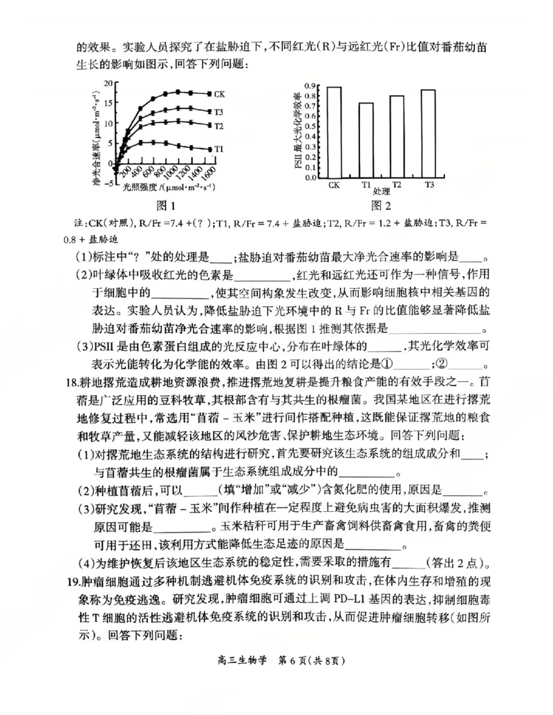 生物试卷_2024-2026高三（6-6月题库）_2026年03月高三试卷_2603272026届江西吉安市高三下学期一模(全科）_2026届江西吉安市高三下学期一模生物试题（含答案）