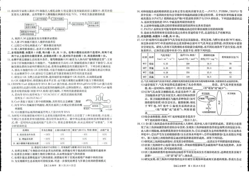 金太阳&middot;江西省2025-2026学年高三下学期2月开学素养训练（26-289C）生物_2024-2026高三（6-6月题库）_2026年03月高三试卷