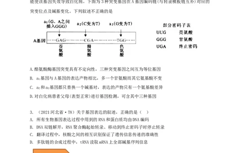 易错点19关于基因的表达的遗传题（原卷版）_通用版（老高考）复习资料_2023年复习资料_专项复习_备战2023年高考生物考试易错题（全国通用）_易错点19关于基因的表达的遗传题