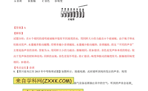 专题01声现象（练）-2016年中考物理二轮复习讲练测（解析版）_初物_1初中物理_物理：备战2016年中考物理二轮复习讲练测132份