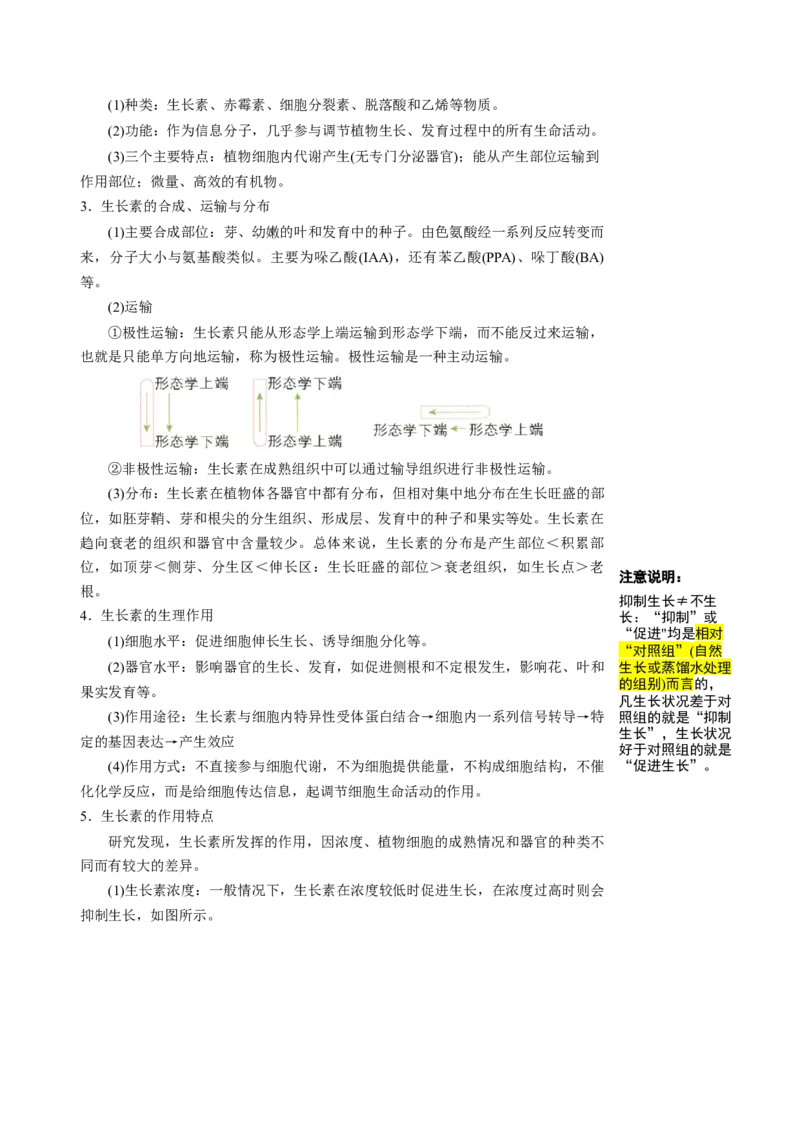 知识清单26植物生命活动调节（4大考点+6个易错点）-上好课2025年高考生物一轮复习知识清单_2025年新高考资料_一轮复习_上好课2025年高考生物一轮复习知识清单325572639