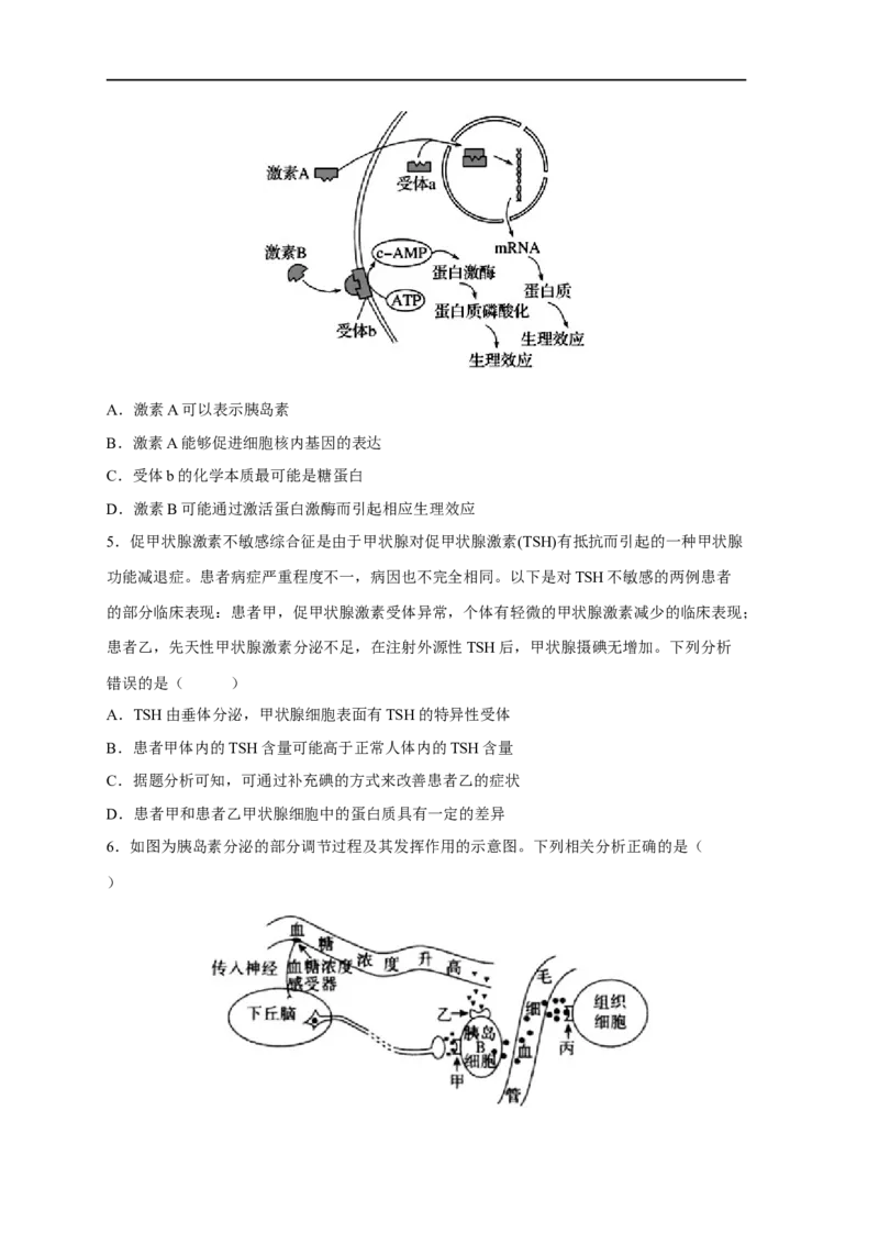 易错点21体液调节-备战2023年高考生物考试易错题（新教材新高考）（原卷版）_新高考复习资料_2023年新高考复习资料_专项复习_备战2023年高考生物考试易错题（新教材新高考）