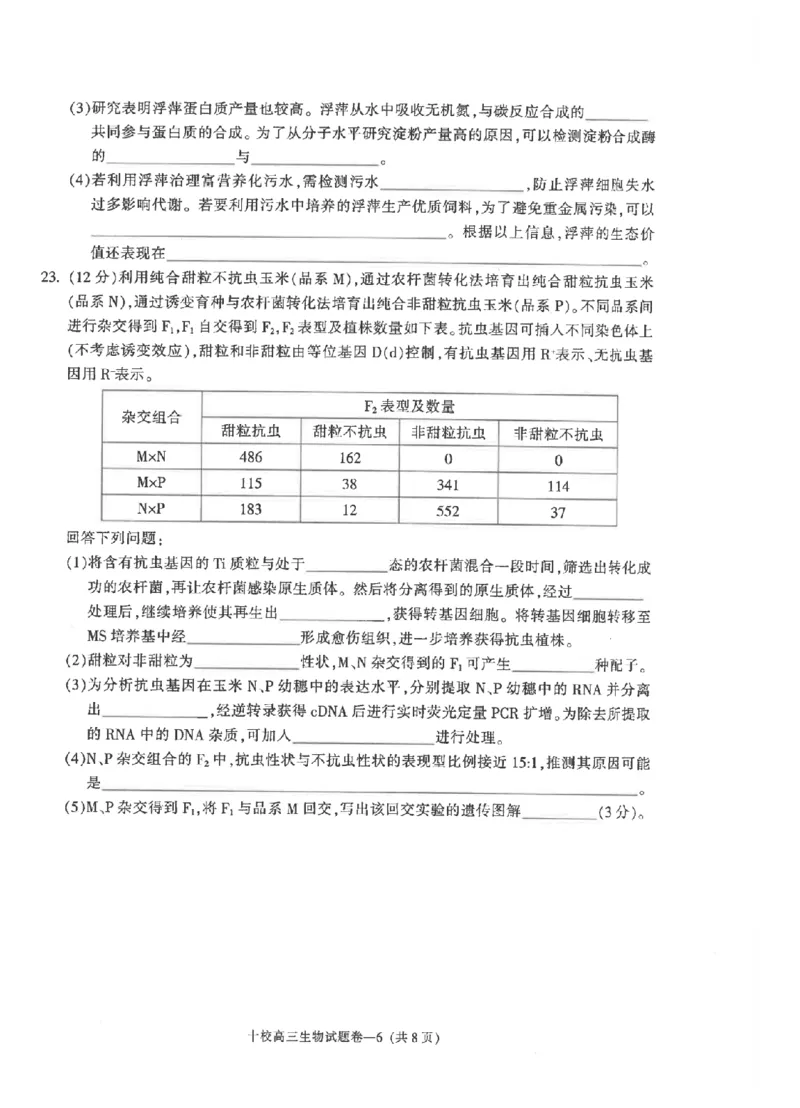 金华十校2026年4月高三模拟考试生物_2024-2026高三（6-6月题库）_2026年04月高三试卷_260412浙江省金华十校2026年4月高三模拟考试（全科）