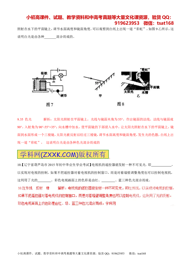 专题11光的色散和物体的颜色看不见的光（第01期）-2017年中考物理考点总动员系列（解析版）_初物_1初中物理_物理：2017年中考物理考点总动员系列（全套打包60份）