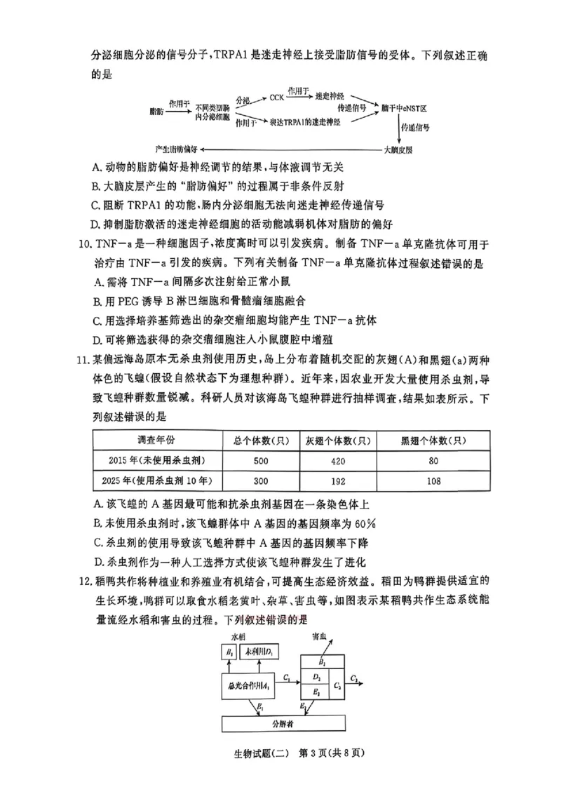 青桐鸣大联考2026届高三下学期学情调研（二）生物_2024-2026高三（6-6月题库）_2026年03月高三试卷_260316河南省青桐鸣大联考2026届高三下学期学情调研（二）（全科）