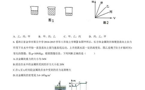 专题07图像分析（测）-2016年中考物理二轮复习讲练测（原卷版）_初物_1初中物理_物理：备战2016年中考物理二轮复习讲练测132份