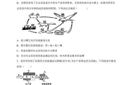 易错点25生态系统的成分及能量流动的过程-备战2023年高考生物考试易错题（新教材新高考）（原卷版）_新高考复习资料_2023年新高考复习资料_专项复习