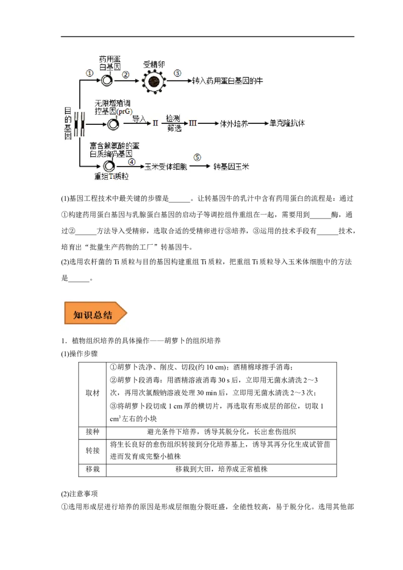 易错点27细胞工程与胚胎工程-备战2023年高考生物考试易错题（新教材新高考）（原卷版）_新高考复习资料_2023年新高考复习资料_专项复习