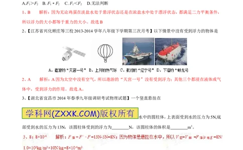 专题05浮力（第03期）-2016年中考物理考点总动员系列（解析版）_初物_1初中物理_物理：2016年中考物理考点总动员系列全套打包150份