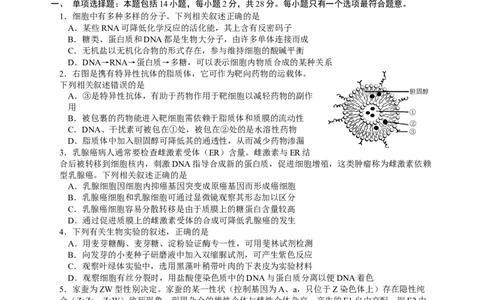 江苏省南京市23届高三上学期期初学情调研生物含答案_生物高考模拟题_新高考_2023年