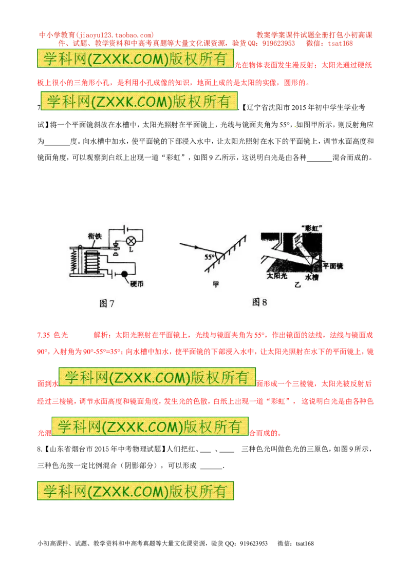 专题11光的色散和物体的颜色看不见的光（第01期）-2016年中考物理考点总动员系列（解析版）_初物_1初中物理_物理：2016年中考物理考点总动员系列全套打包150份