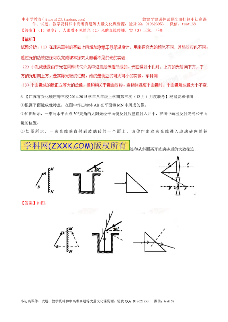 专题02光现象-2年中考1年模拟备战2016年中考物理精品系列（各省统一命题专版）（解析版）_初物_1初中物理_物理：2年中考1年模拟备战2016年中考物理精品系列全套打包30份