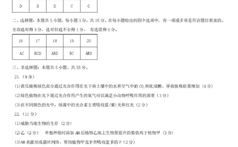 高三第一次模拟考试生物参考答案_2024-2026高三（6-6月题库）_2026年03月高三试卷_260314内蒙古包头市2026届高三第一次模拟考试（全科）