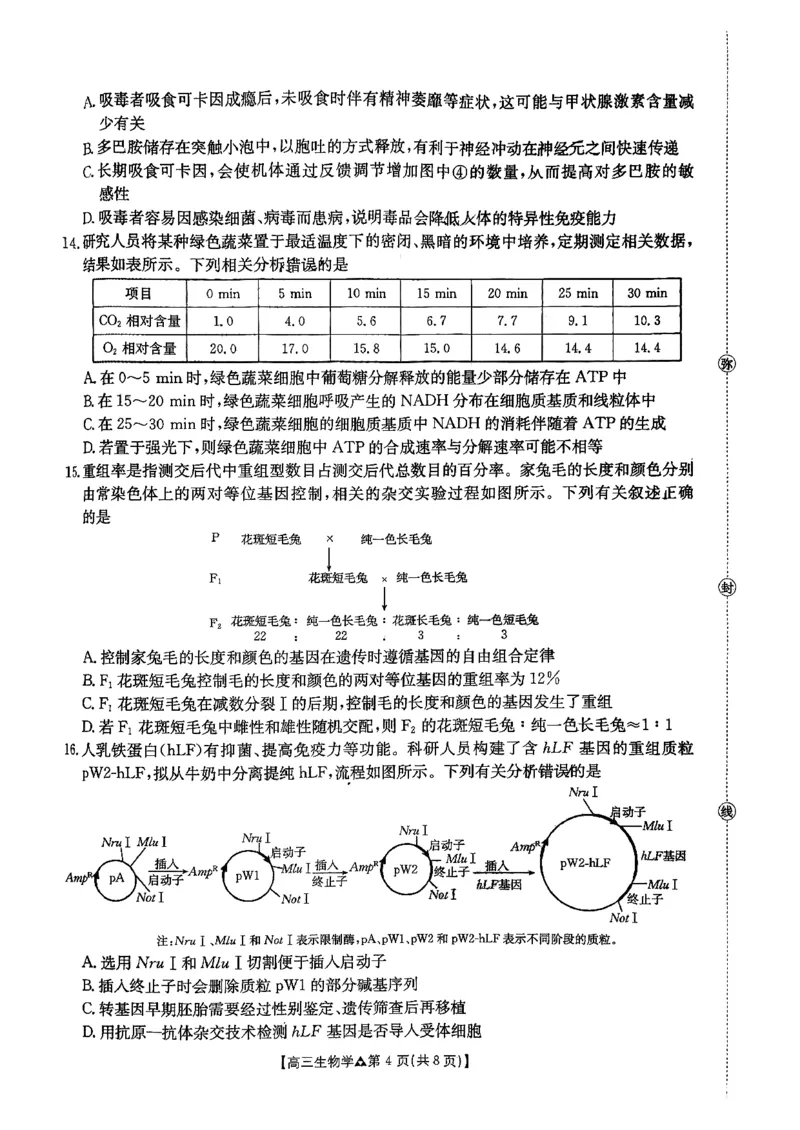 金太阳2026届高三联考313C生物试题_2024-2026高三（6-6月题库）_2026年03月高三试卷_2603162026届金太阳高三3月全国百万联考313C（全科）