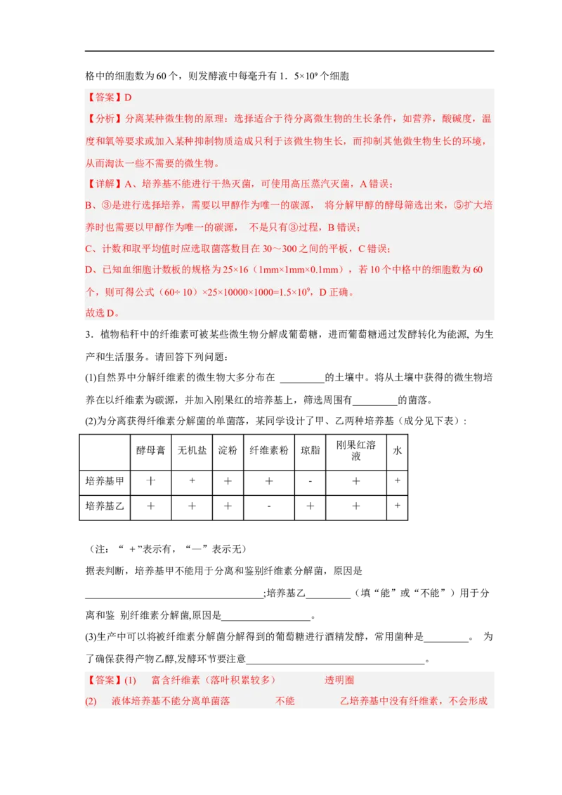 易错点26发酵工程-备战2023年高考生物考试易错题（新教材新高考）（解析版）_新高考复习资料_2023年新高考复习资料_专项复习_备战2023年高考生物考试易错题（新教材新高考）