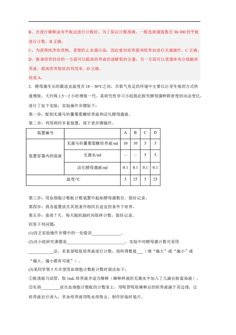易错点26发酵工程-备战2023年高考生物考试易错题（新教材新高考）（解析版）_新高考复习资料_2023年新高考复习资料_专项复习_备战2023年高考生物考试易错题（新教材新高考）