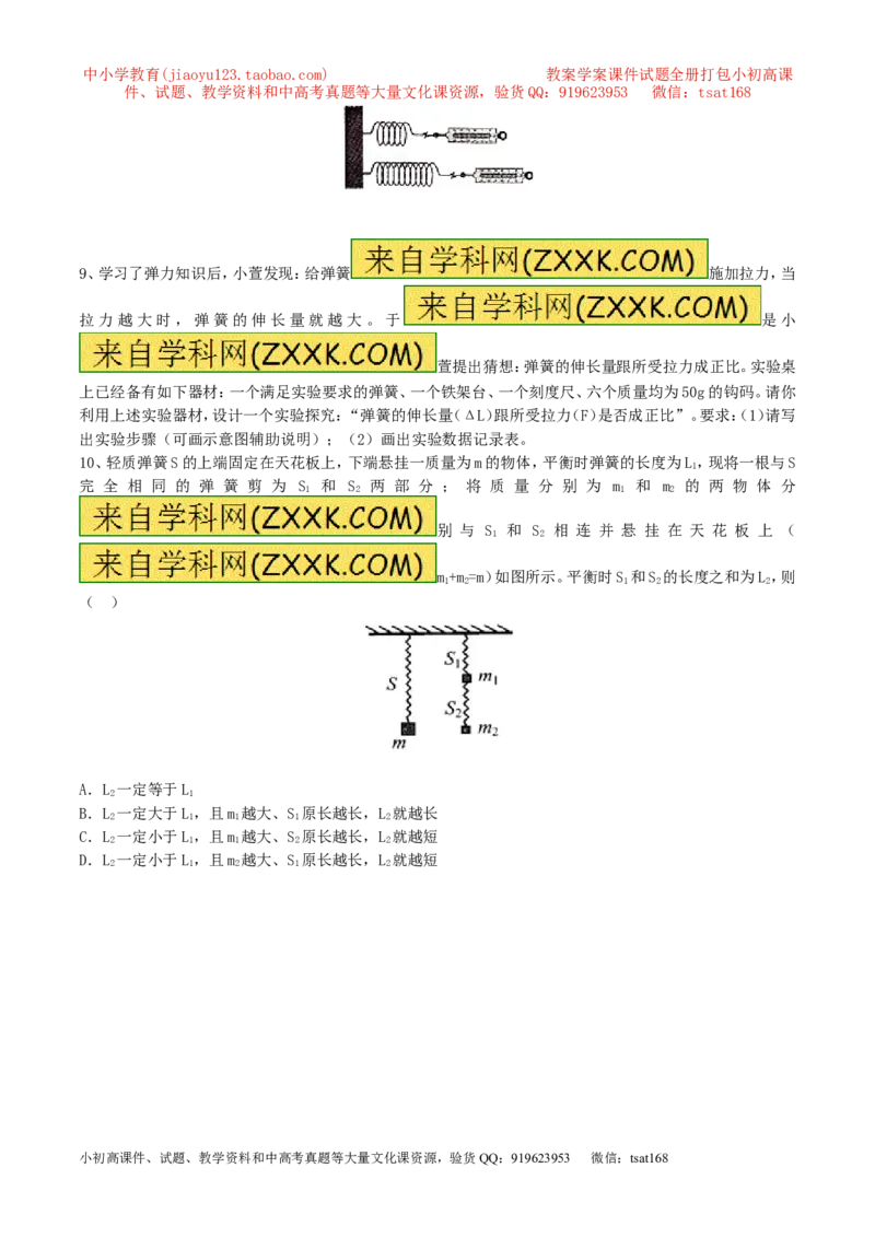 专题10弹力（第02期）-2016年中考物理考点总动员系列（原卷版）_初物_1初中物理_物理：2016年中考物理考点总动员系列全套打包150份