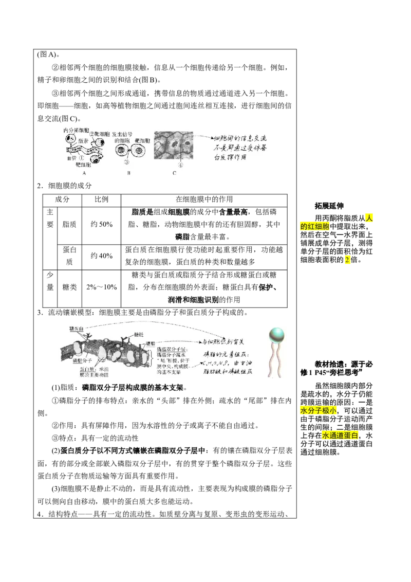 知识清单03+细胞的基本结构（4大考点+8个易错点）-上好课2025年高考生物一轮复习知识清单_2025年新高考资料_一轮复习_上好课2025年高考生物一轮复习知识清单325572639