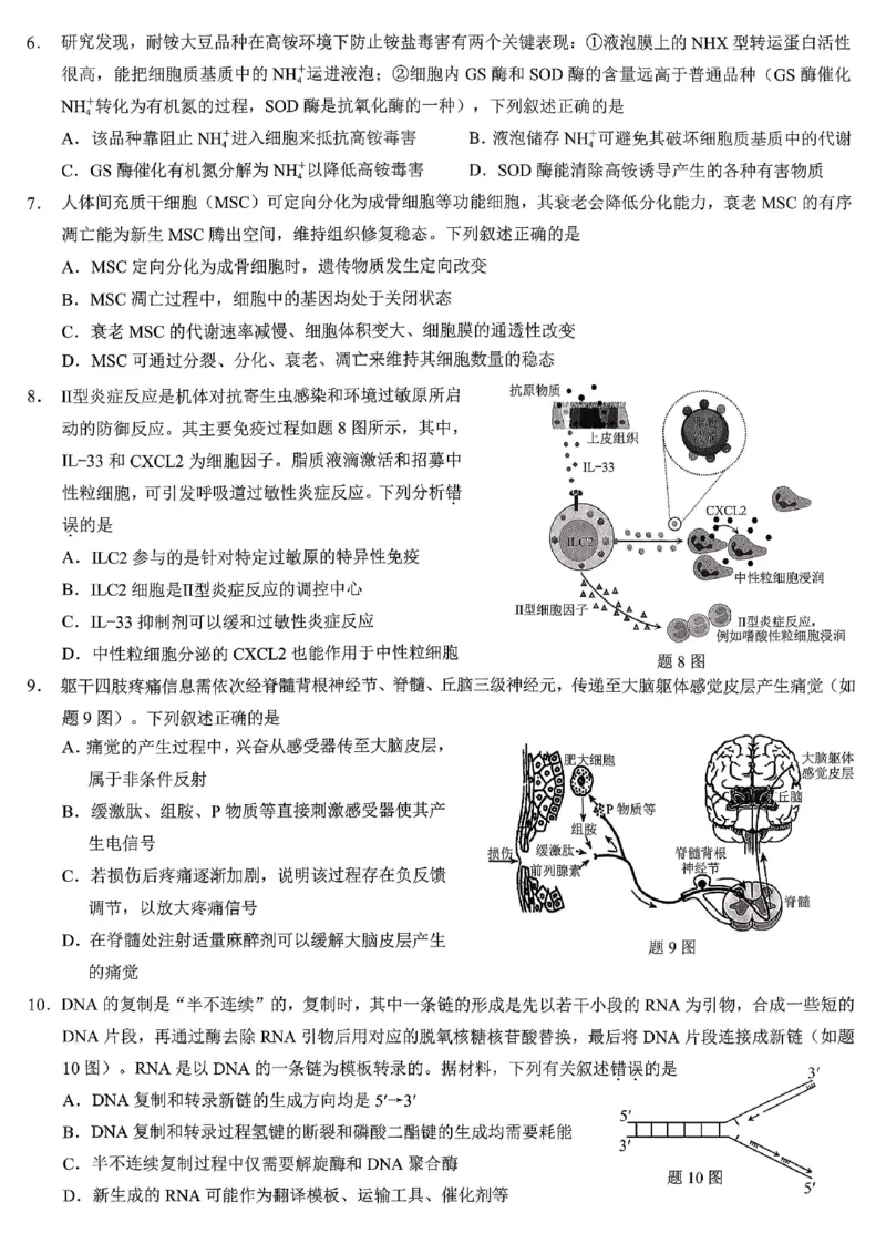 重庆市2026年普通高等学校招生全国统一考试生物_2024-2026高三（6-6月题库）_2026年02月高三试卷_260201重庆市2026年普通高等学校招生全国统一考试（康德一诊）（全科）