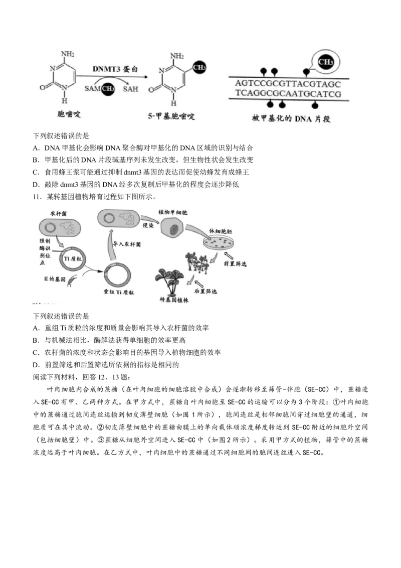 浙江省嘉兴市2022-2023学年高三9月检测生物试题[35153687]_生物高考模拟题_新高考_2023年