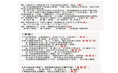 《骆驼祥子》名著课堂检测+复习资料_《初中全科目知识点汇总》_初中语文知识点汇总_初中名著导读知识要点