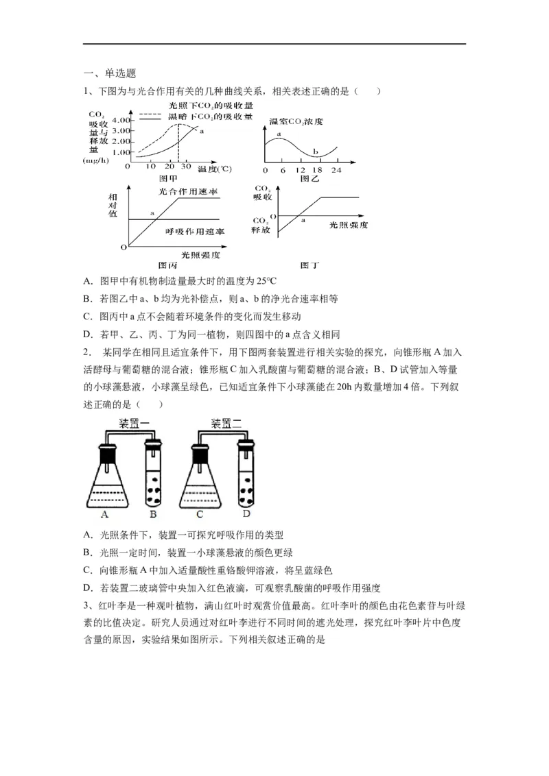 热点01细胞呼吸与光合作用综合典型分析（原卷版）_通用版（老高考）复习资料_2023年复习资料_专项复习_2023年高考生物热点&middot;重点&middot;难点专练（全国通用）