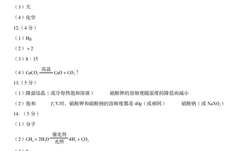 九年级化学（八）参考答案_2026河北麒麟卷化学