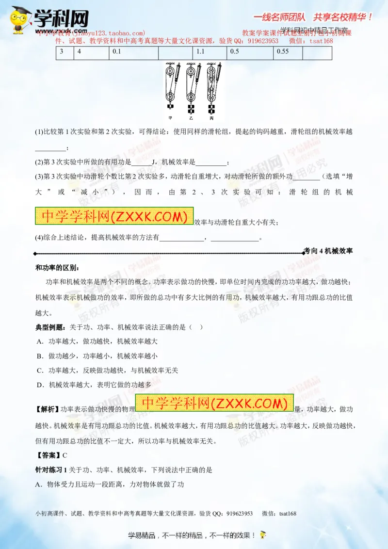 专题10.2机械效率（讲练）-2016年中考物理一轮复习讲练测课课通（原卷版）_初物_1初中物理_物理：2016年中考物理一轮复习讲练测课课通全套打包116份
