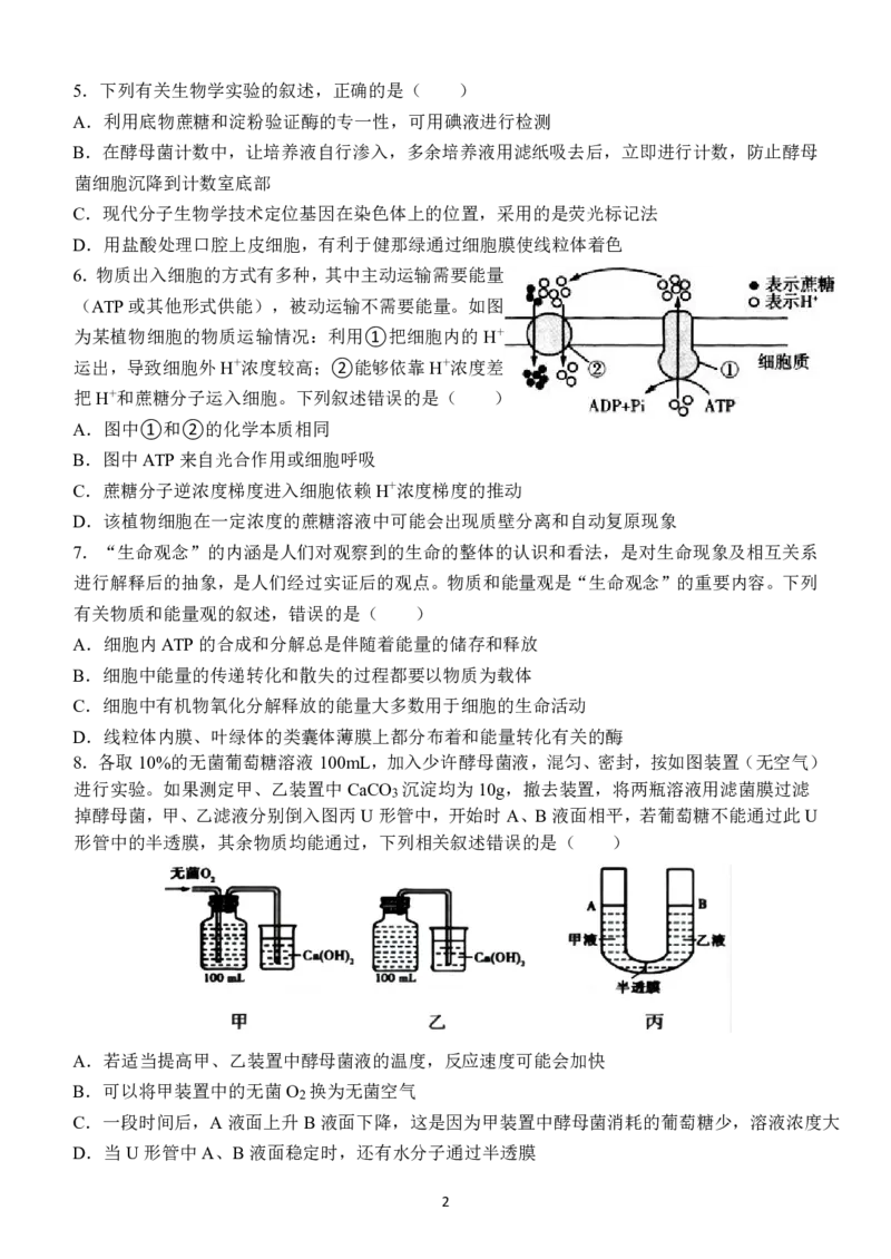 河南省郑州外国语学校2022-2023学年高三上学期调研考试（四）生物试卷_生物高考模拟题_新高考_2023年_河南省郑州外国语学校高三上学期1月调研考试（四）生物