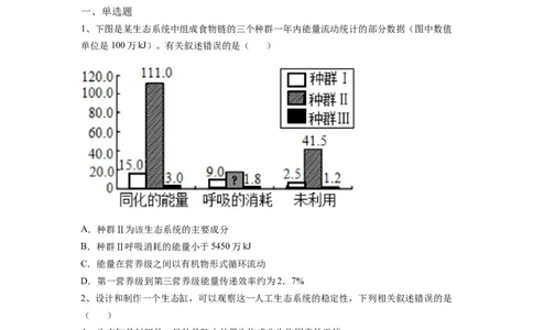 热点04生物与环境的图表总结分析（原卷版）_通用版（老高考）复习资料_2023年复习资料_专项复习_2023年高考生物热点&middot;重点&middot;难点专练（全国通用）
