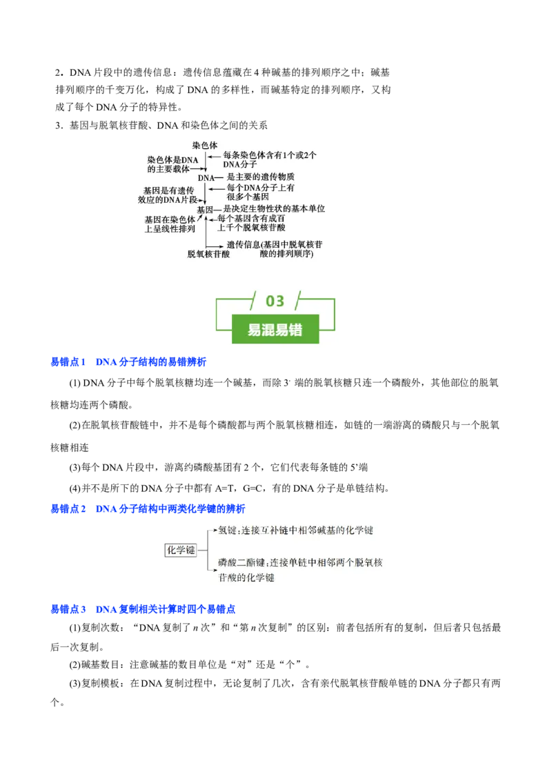 知识清单15DNA的结构、复制以及基因的本质（3大考点4个易错点）-上好课2025年高考生物一轮复习知识清单_2025年新高考资料_一轮复习