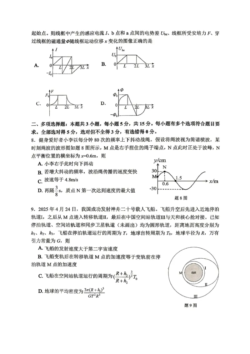 重庆八中高2026届4月强化训练（二）物理_2024-2026高三（6-6月题库）_2026年04月高三试卷_260424重庆八中高2026届4月强化训练（二）（全科）