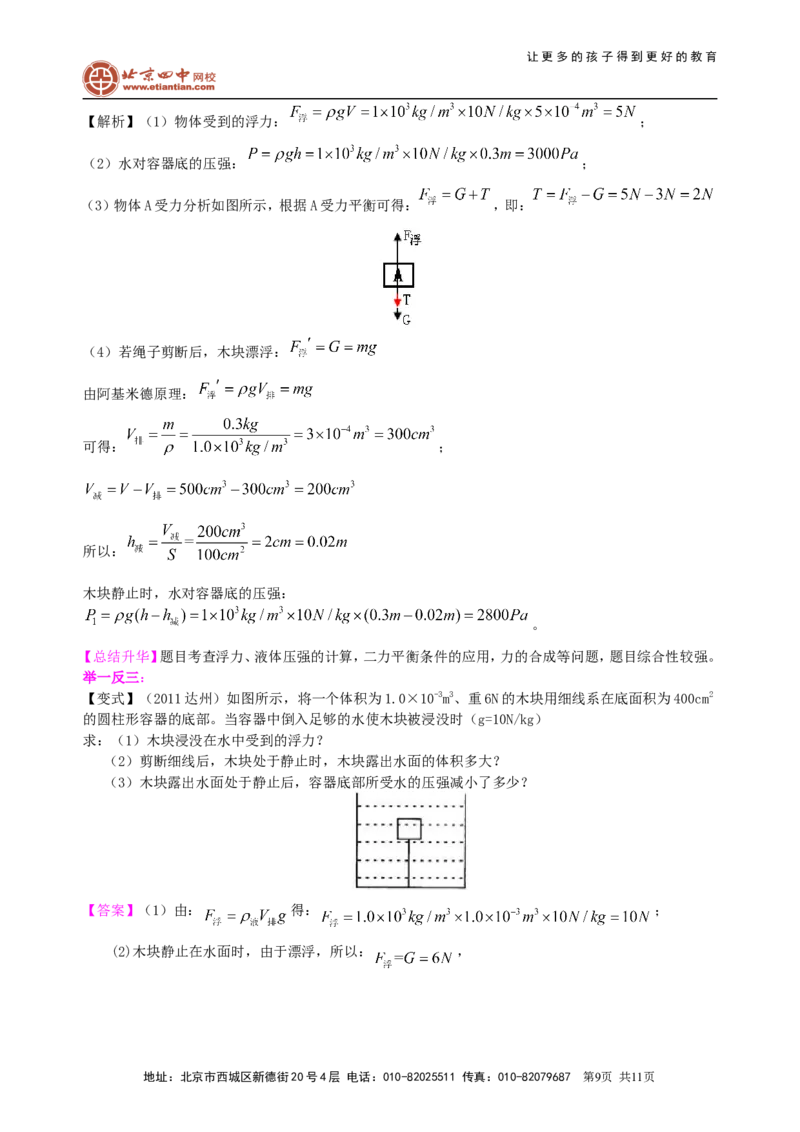 《浮力》全章复习与巩固（提高）知识讲解_初物_1初中物理_4初二物理人教版知识导学
