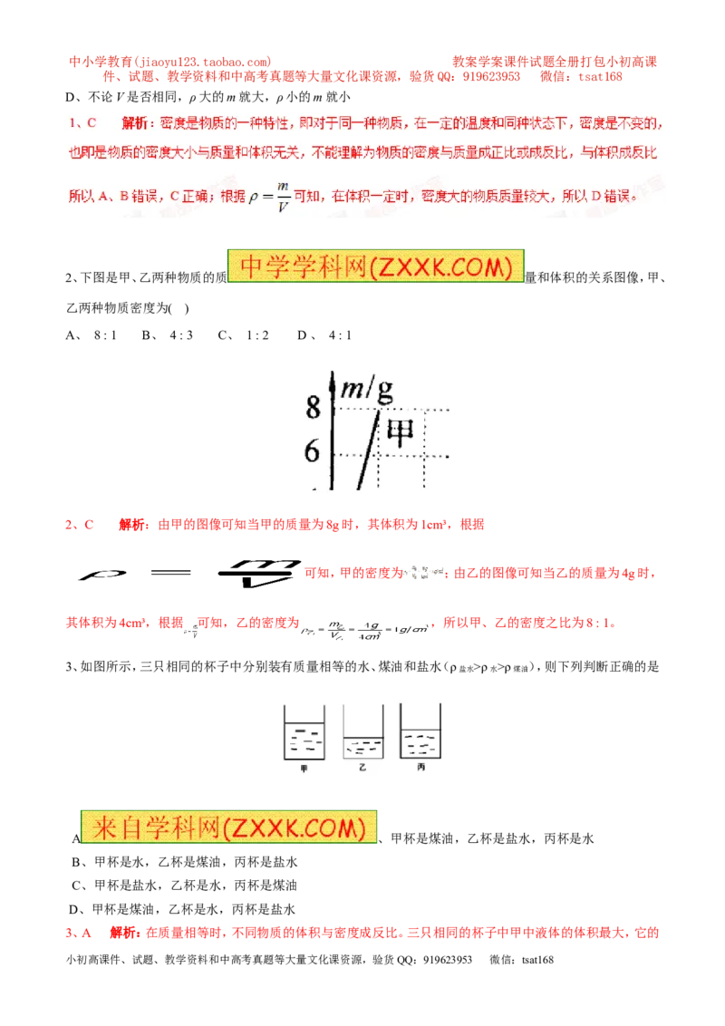 专题03密度（第02期）-2016年中考物理考点总动员系列（解析版）_初物_1初中物理_物理：2016年中考物理考点总动员系列全套打包150份