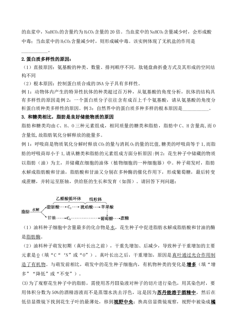 第01讲细胞中的元素和化合物（讲义）原卷版_新高考复习资料_2024年新高考复习资料_二轮复习资料_2024年高考生物二轮复习讲练测（新教材新高考）_配套讲义