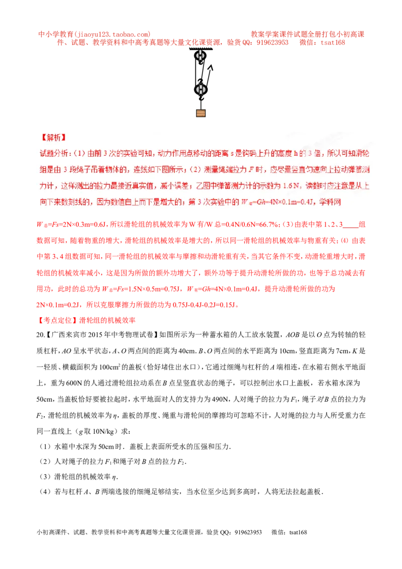 专题09简单机械及其效率-2年中考1年模拟备战2016年中考物理精品系列（各省统一命题专版）（解析版）_初物_1初中物理_物理：2年中考1年模拟备战2016年中考物理精品系列全套打包30份