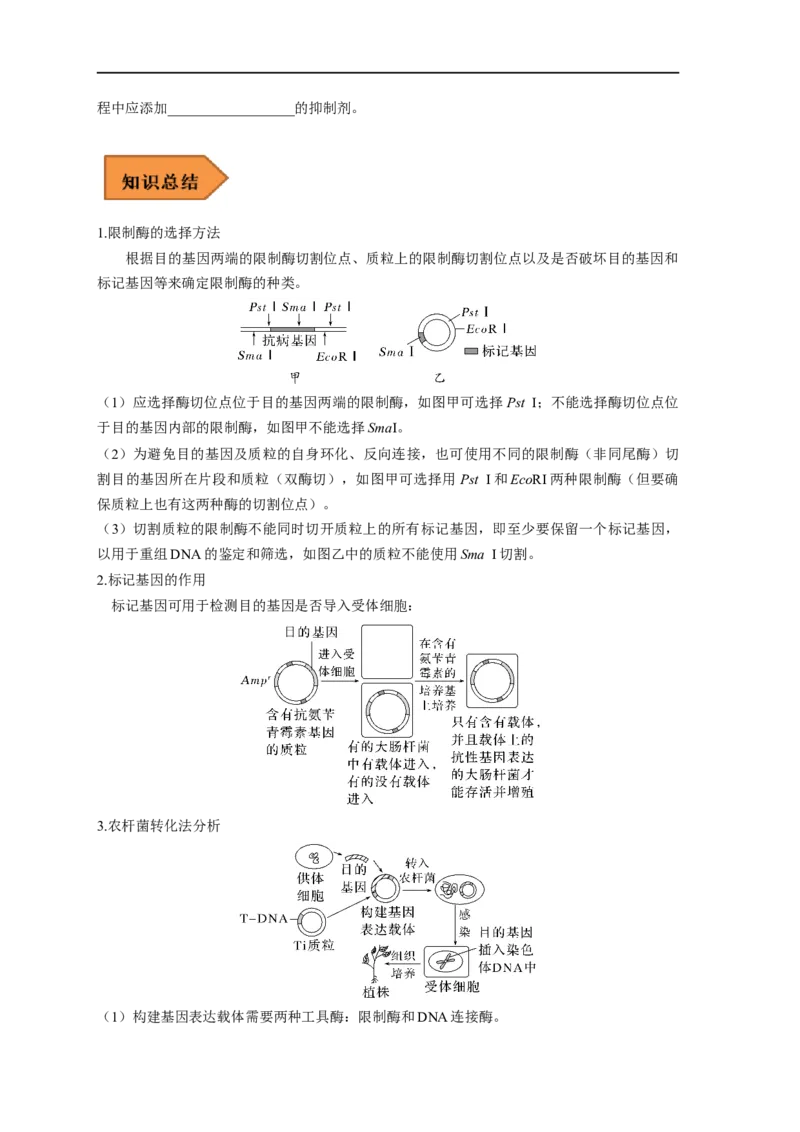易错点28基因工程-备战2023年高考生物考试易错题（新教材新高考）（原卷版）_新高考复习资料_2023年新高考复习资料_专项复习_备战2023年高考生物考试易错题（新教材新高考）