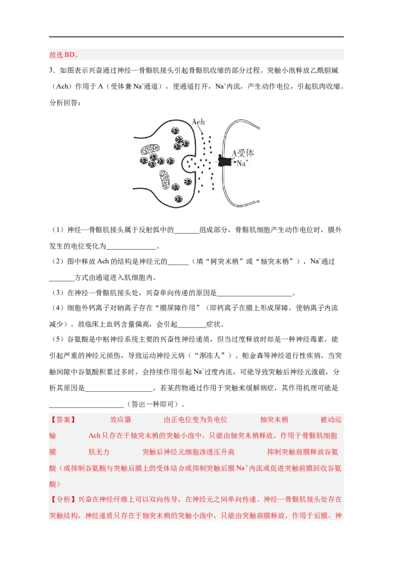 易错点20神经调节-备战2023年高考生物考试易错题（新教材新高考）（解析版）_新高考复习资料_2023年新高考复习资料_专项复习_备战2023年高考生物考试易错题（新教材新高考）